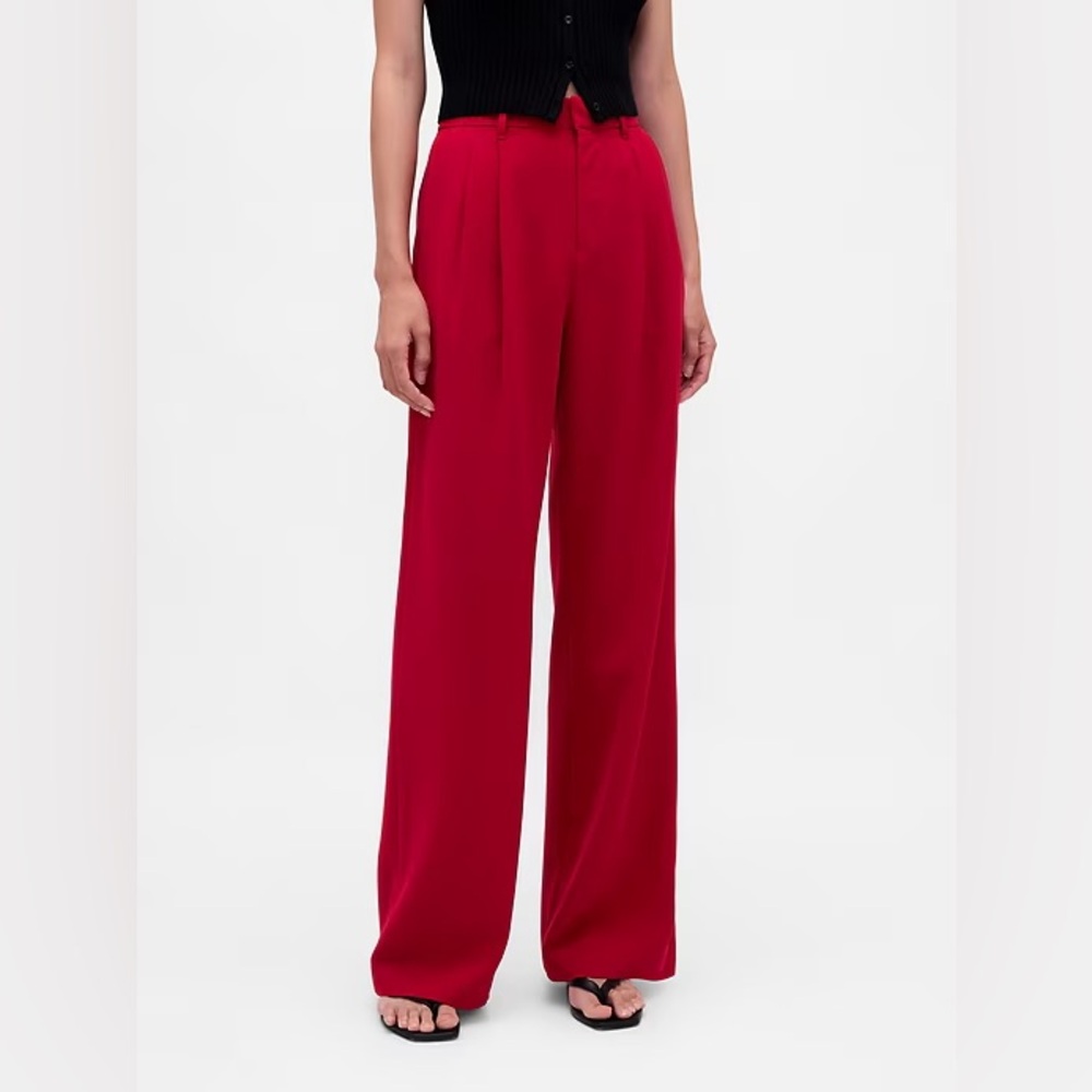 NEW! GAP Red 365 High Rise Pleated Trousers - Size 6 TALL 🩷 #800532